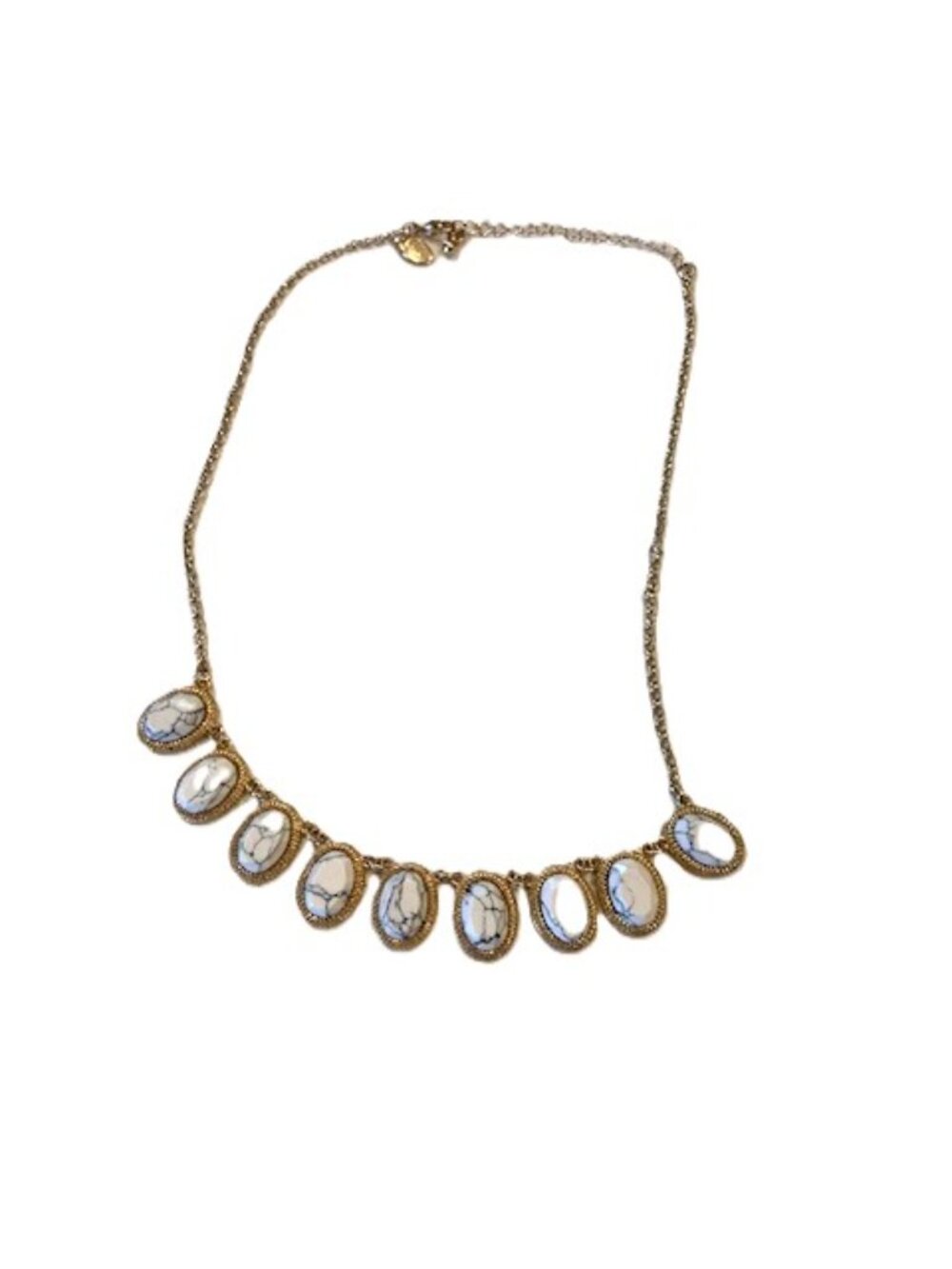 Charming Charlie, Gold Necklace with Marbled Black/White stones.